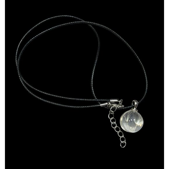 Whimsical Encased Dandelion Fluff Pendant Wishing Necklace - Picture 1 of 10